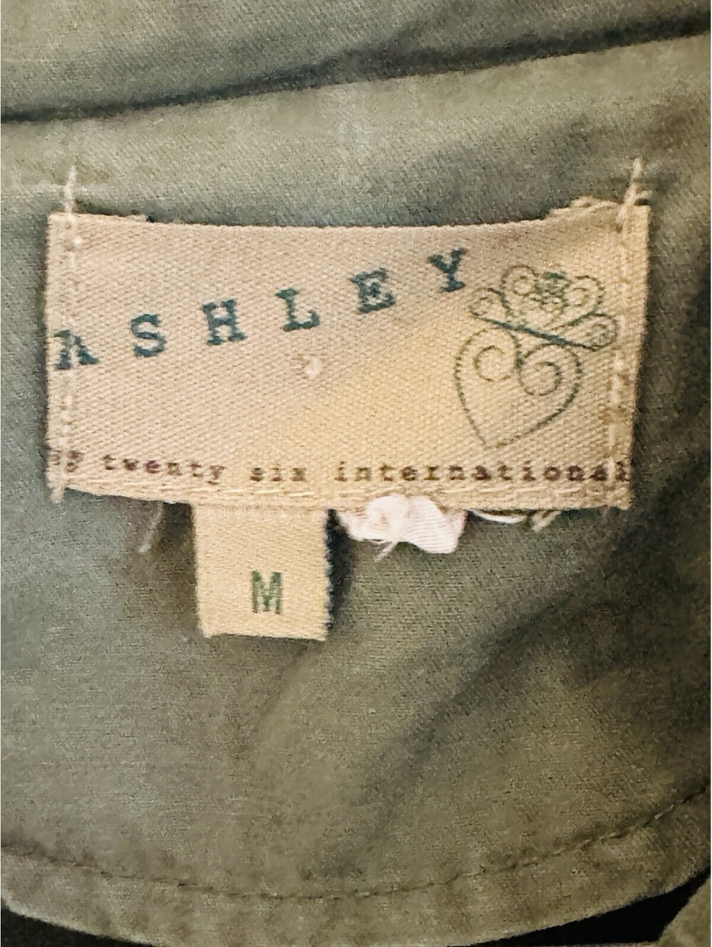 Ashly by 26 International Women's Khaki Green Cotton Utility Jacket Size M - Picture 3 of 9